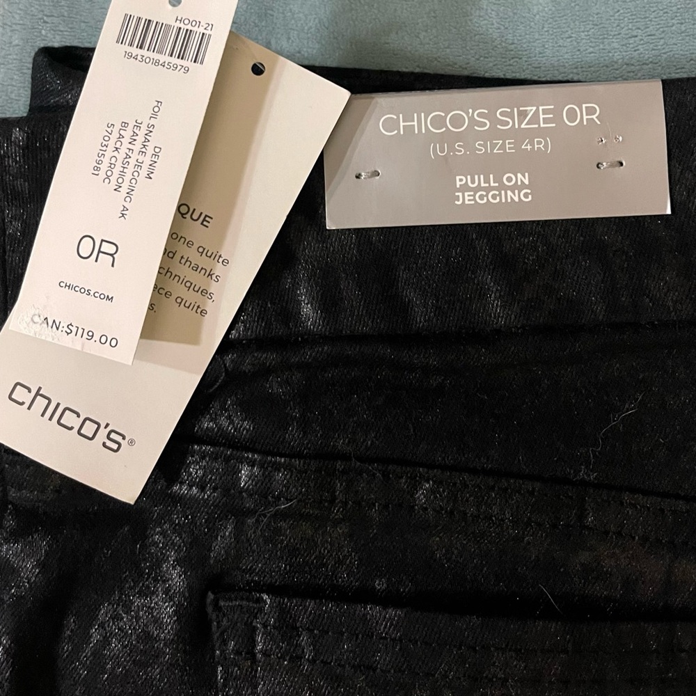 Chicos Womens Pull On Black leopard print jeggings